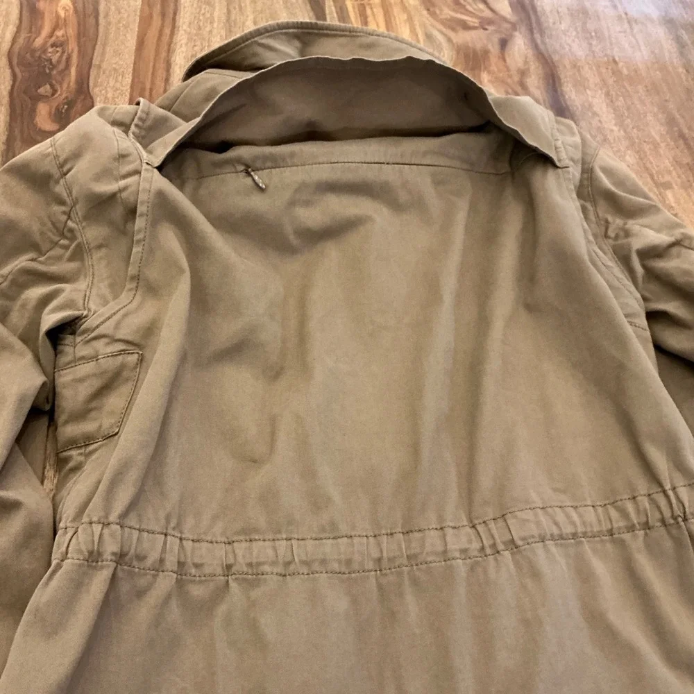 Alice + Olivia Khaki Utility Jacket Drawstring Waist Cargo Pockets Military - Picture 10 of 11
